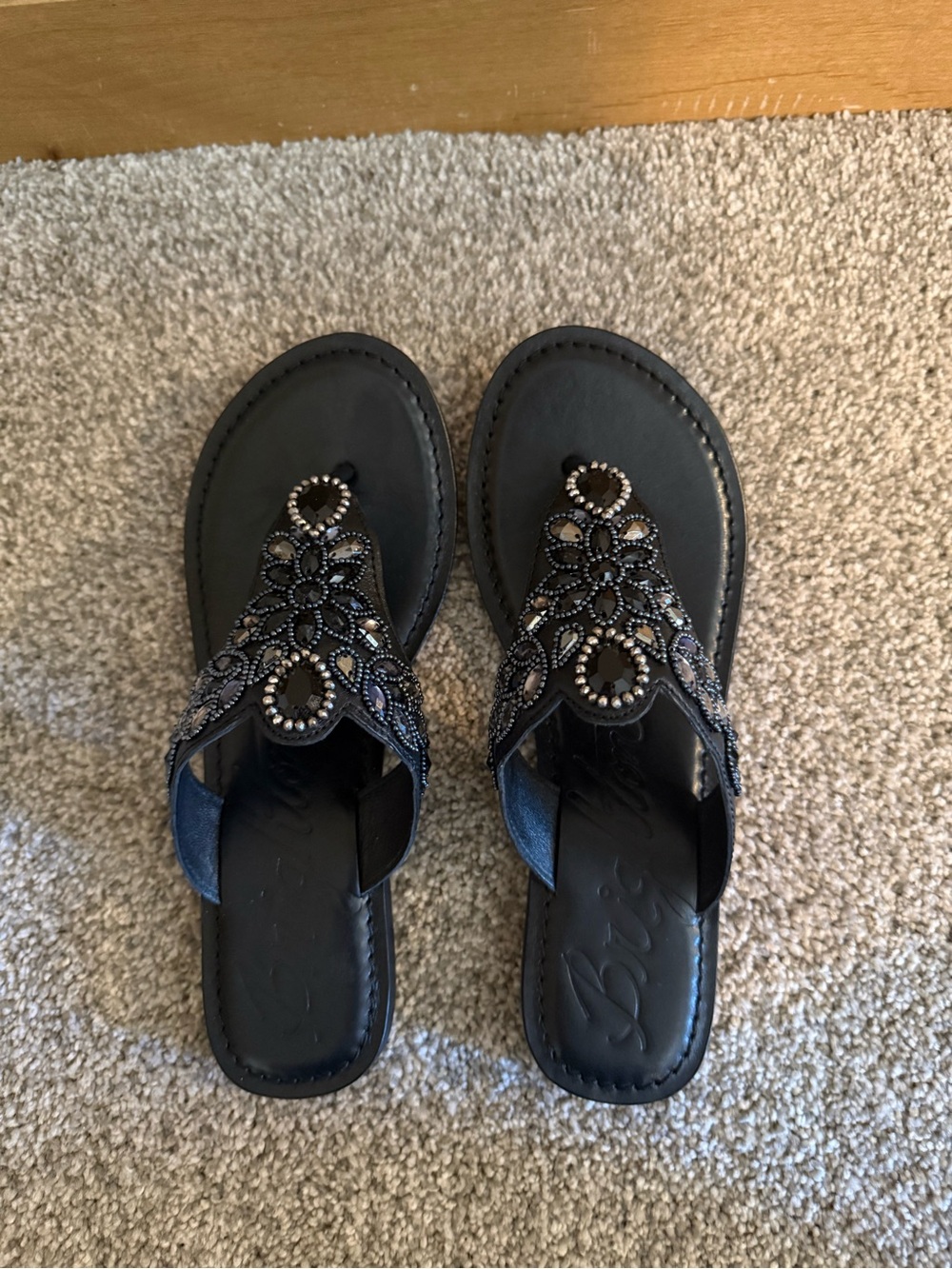 Brighton Black Beaded Women's Sandals